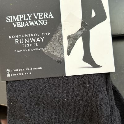 NEW!Vera Wang /NON-CONTROL TOP TIGHTS ~BLACK ~Diamond Sweater /Sz 3 ~ 165-200lbs